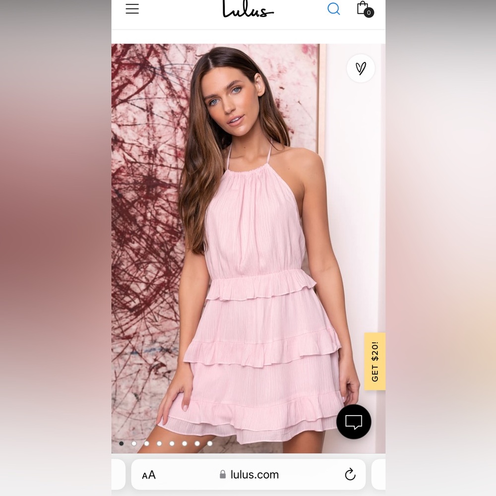 Downright Darling Light Pink Ruffled Halter Mini Dress